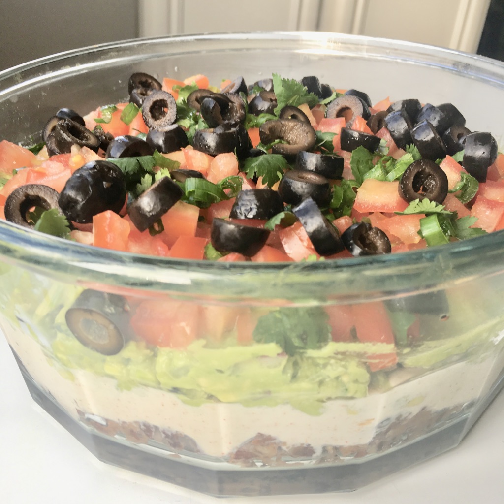 healthy 7 layer dip recipe from Jen Martinsen at Nutrition Bliss